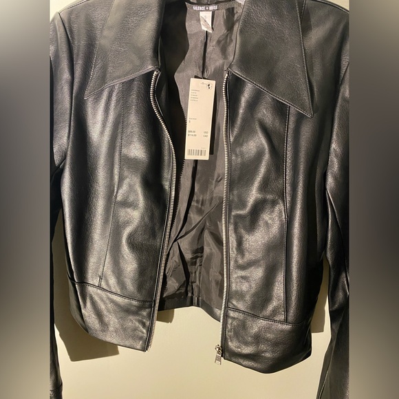 SILENCE + NOISE- soft leather Moto jacket - Picture 2 of 5